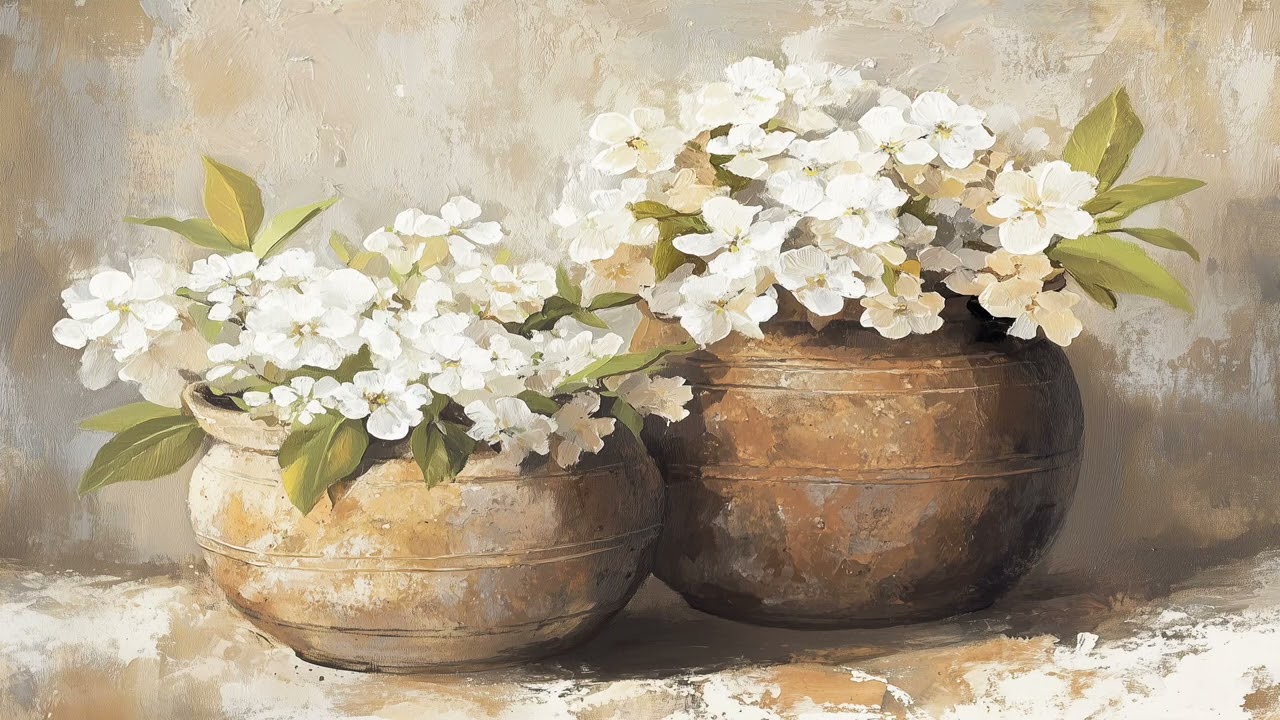 Neutral Floral Still Life in 4K | 2 Hours Frame TV Art | Rustic Farmhouse Decor  | No Sound