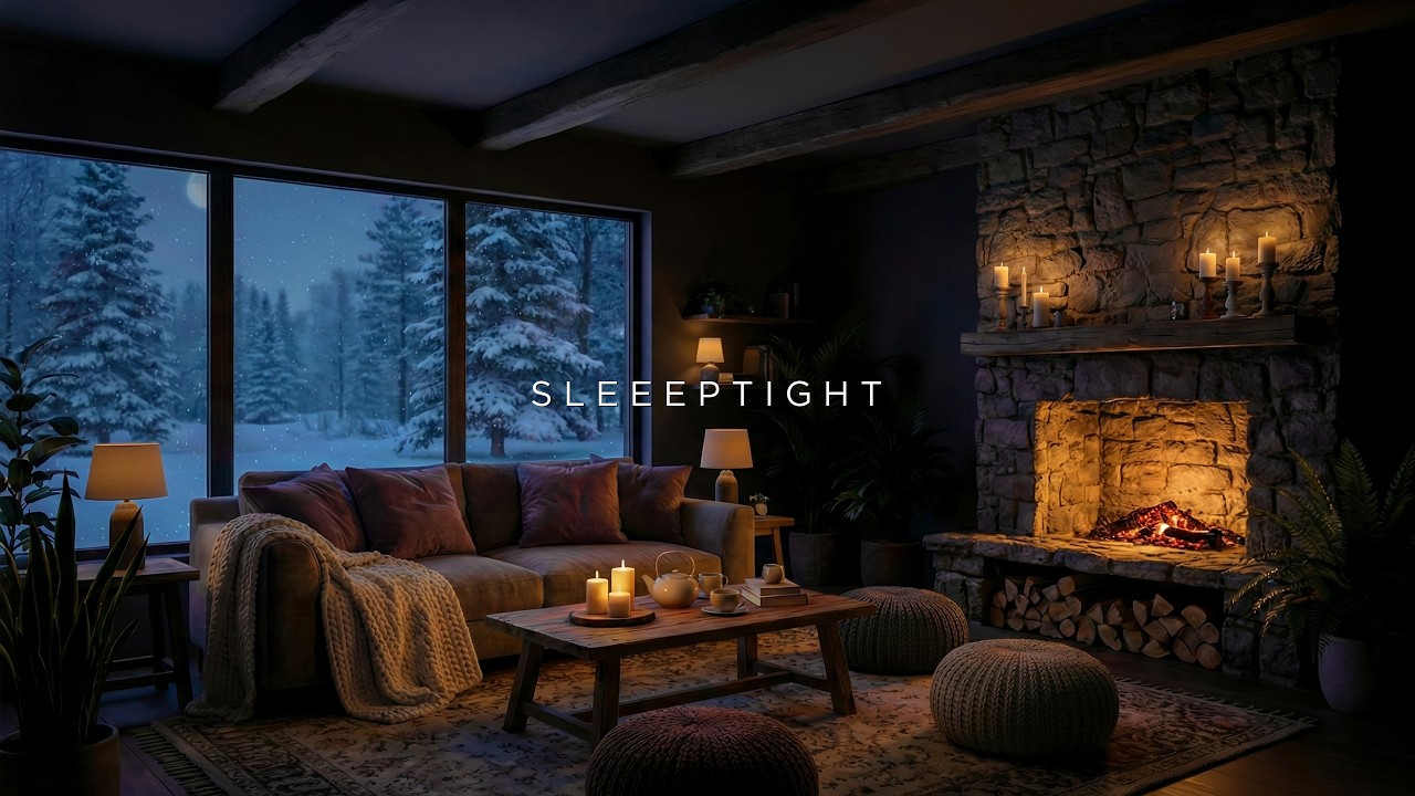 Peaceful Piano Music for Relaxation & Sleep | Cozy Cabin Night, Winter Calm