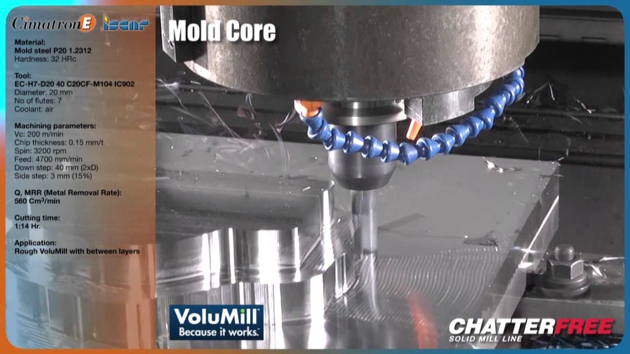 CimatronE VoluMill - Live Mold Core Cut with Iscar Tool