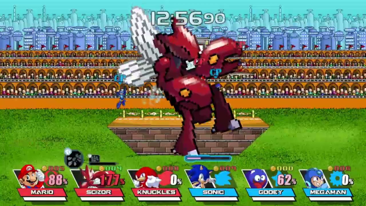 Super Smash Bros Crusade: Mario And Scizor And Knuckles Vs Sonic And Gooey And Mega Man