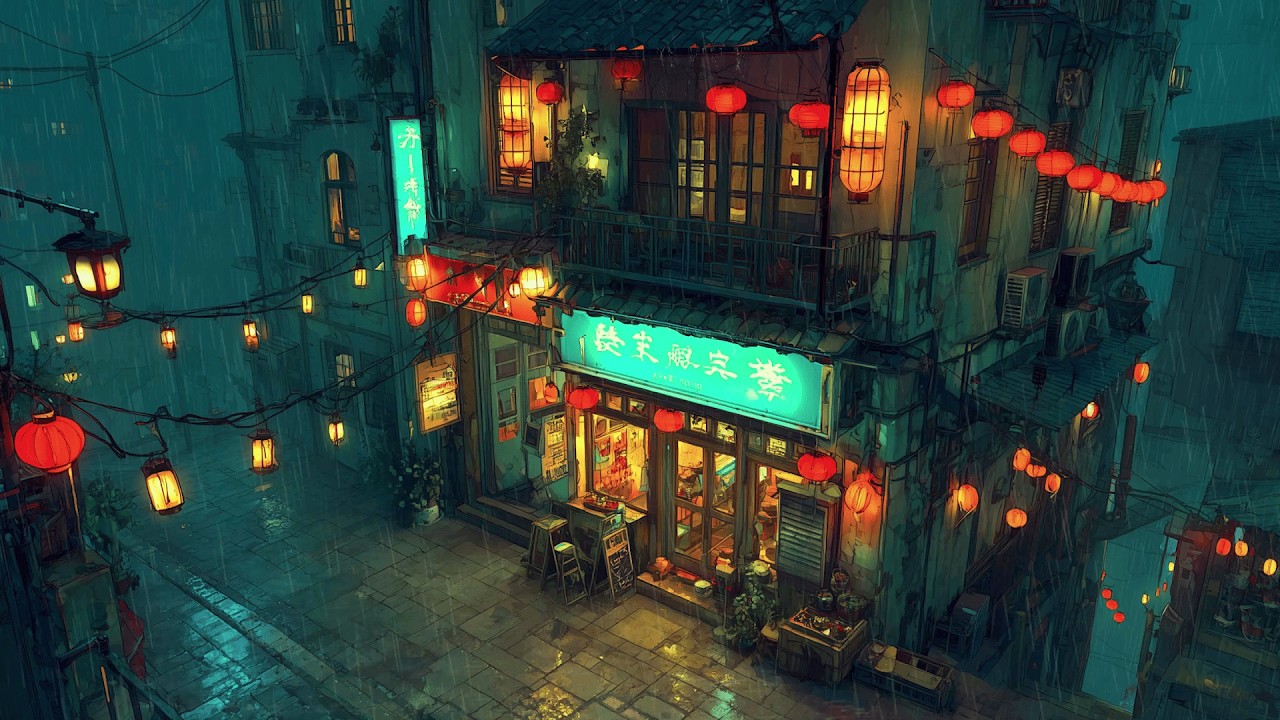Rainy Tokyo Alley Corners 1990s 🌧️ Lofi Hip Hop & Chillhop | Rainy Ryokan Ambience