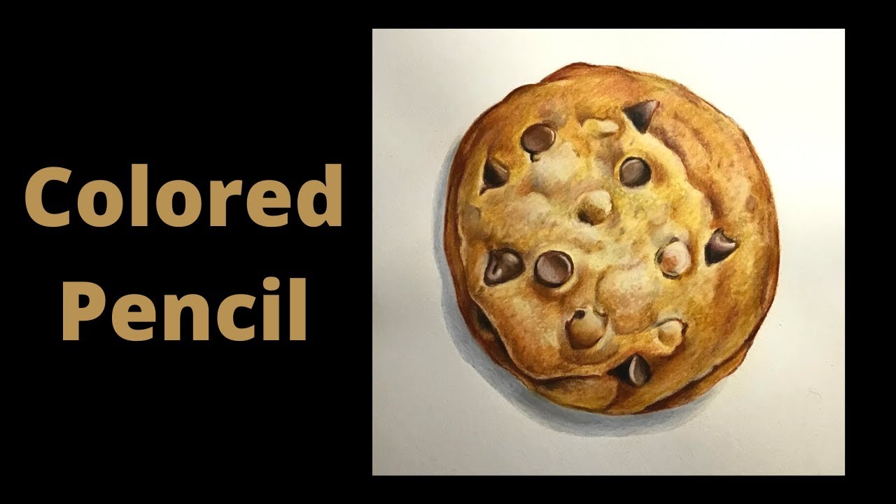 Realistic colored pencil | watercolor background| cookie
