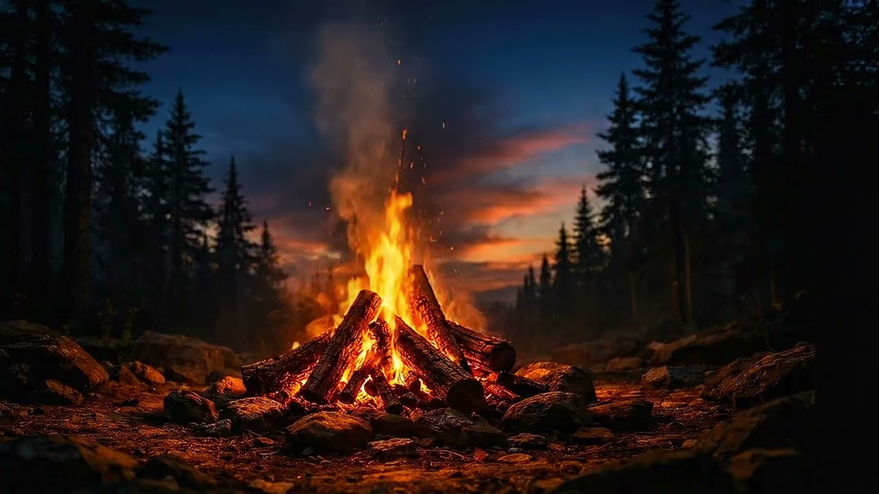 Ultra HD 4K Fireplace With Crackling Sounds. Burning Fireplace. Cozy Ambience 2 hours