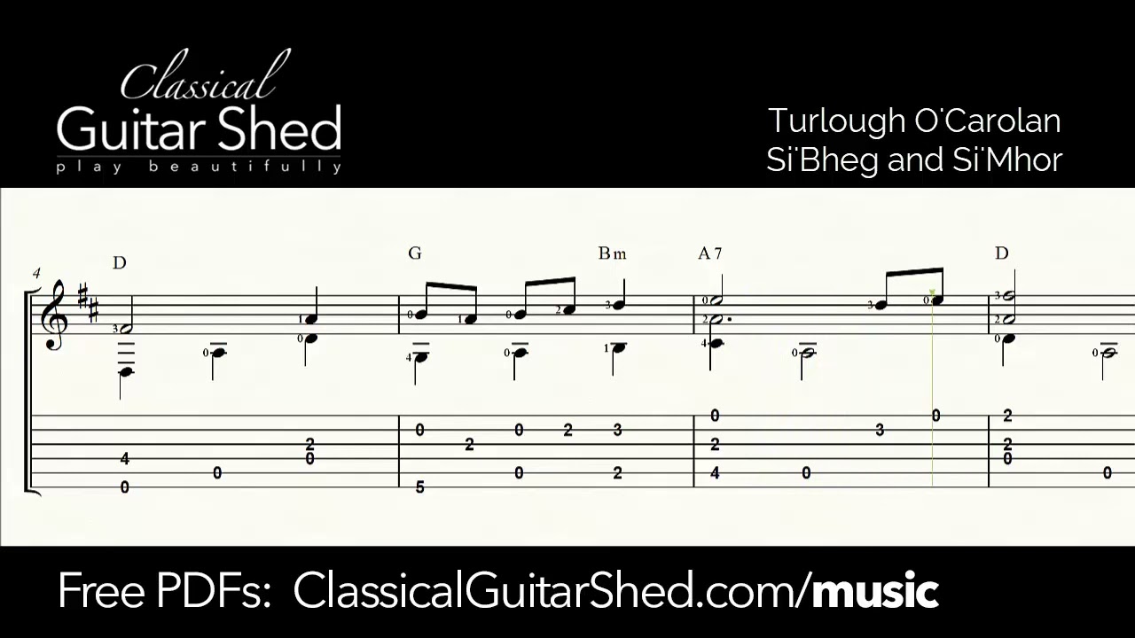 O'Carolan: Si'Bheg and Si'Mhor - Free Classical Guitar Sheet Music