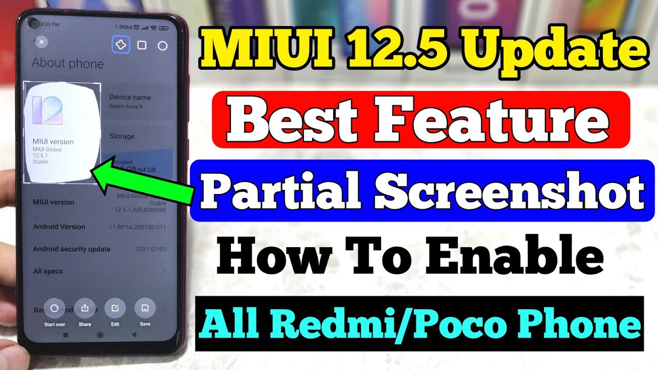 MIUI 12.5 Best Feature Enable Partial Screenshot In Any Redmi/Poco Phone | Best MIUI 12.5 Features