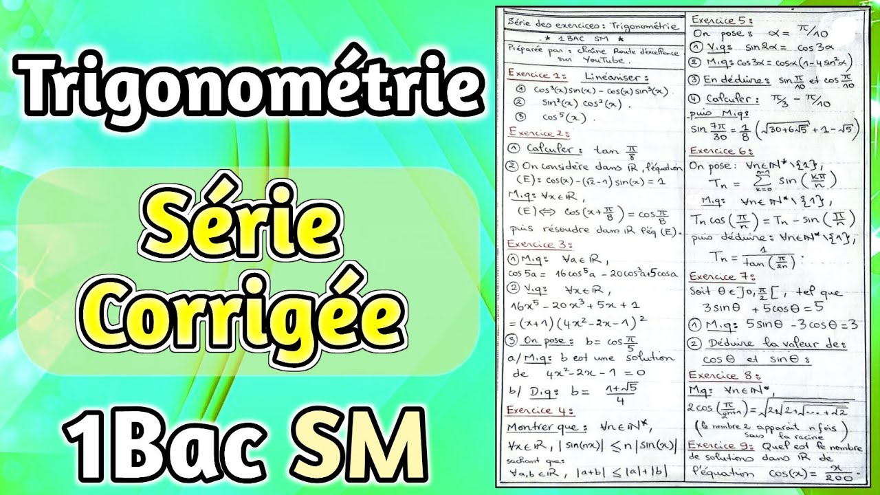 Série d'exercices sur la Trigonométrie 1Bac SM !!