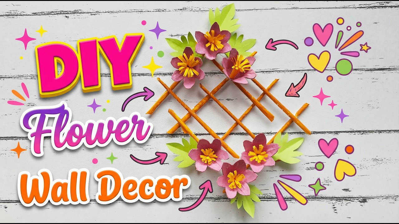 DIY Wall Hanging Decor Using Paper Sticks & Egg Carton Flowers | Home Decorating Ideas Paper Craft