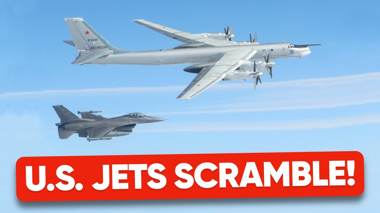 Американские истребители взлетают на перехват российских бомбардировщиков возле Аляски