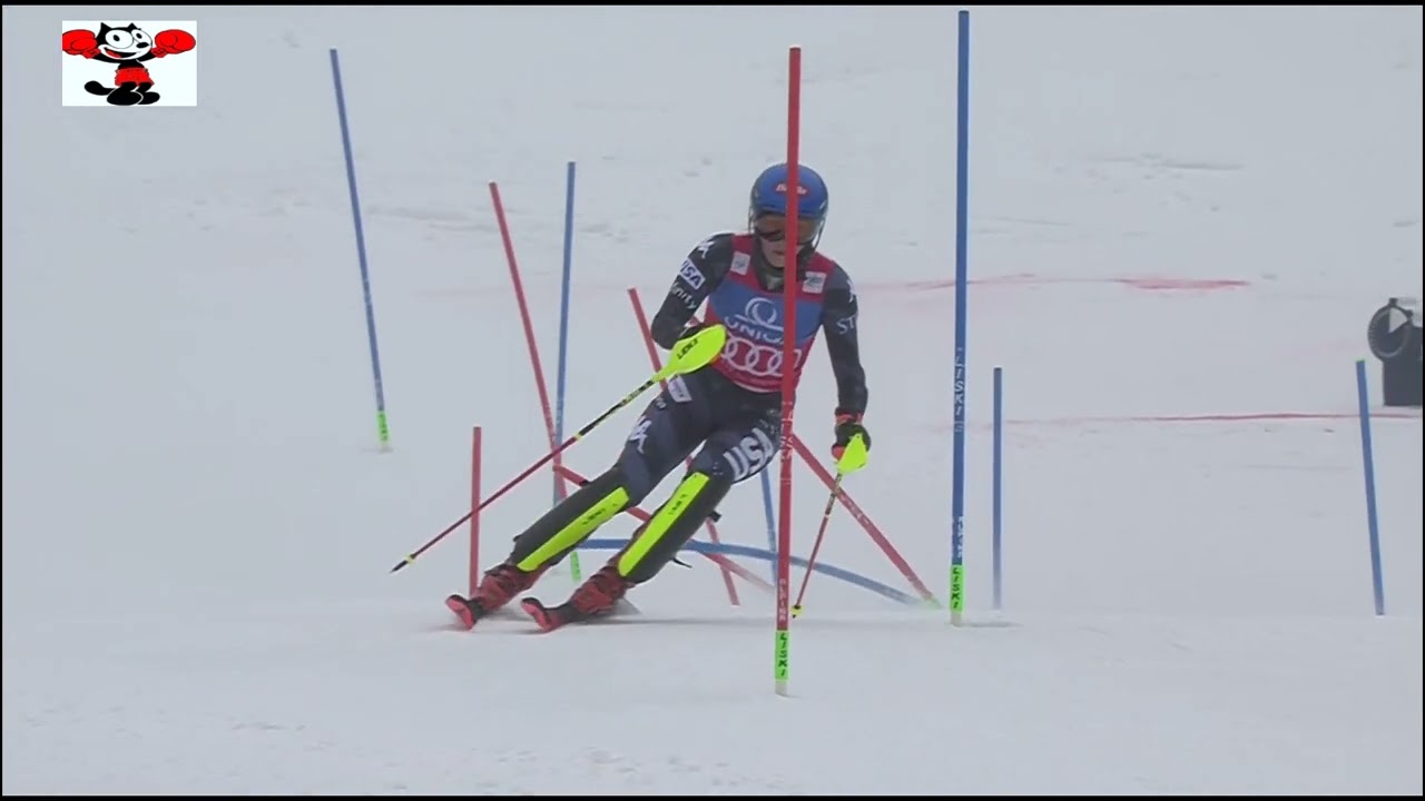 Alpine ski Leni Duerr and Mikaela Shiffrin slow motion  in Spindleruv Mlyn 2023 1st snd 2nd place!!!
