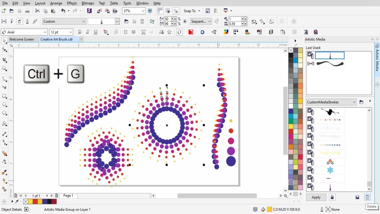 Creative art brush in corel draw with cdtfb - corel draw tutorials for beginners