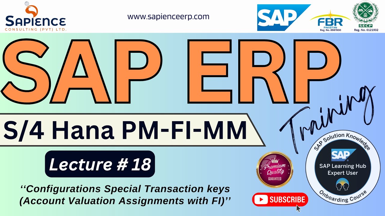 SAP S/4 Hana Lec-18 Configurations Special Transaction keys (Account Valuation Assignments with FI)