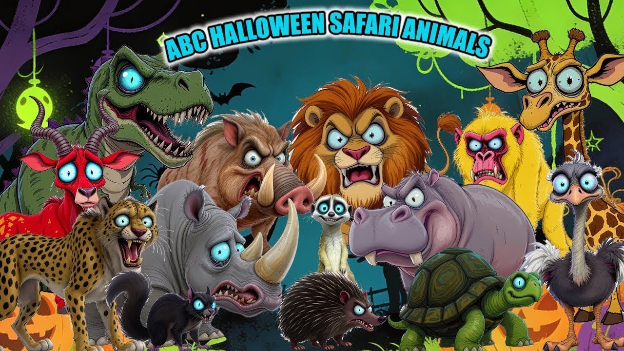 ABC Halloween Safari Animal Sounds | Preschool Learning |  Prehistoric Animal Song #abcd #halloween