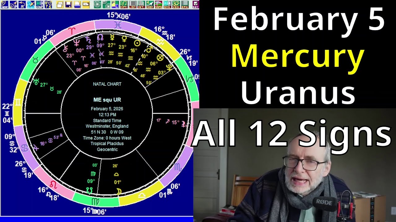 Thur Feb 5 2026: Astrology, ALL 12 SIGNS, Mercury squ Uranus
