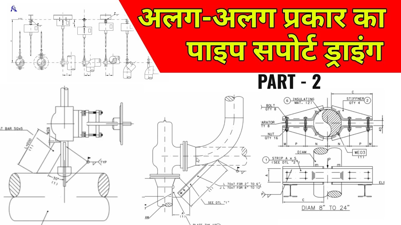 Different types of pipe support detail drawing | how to view pipe support detail drawing |  part 2