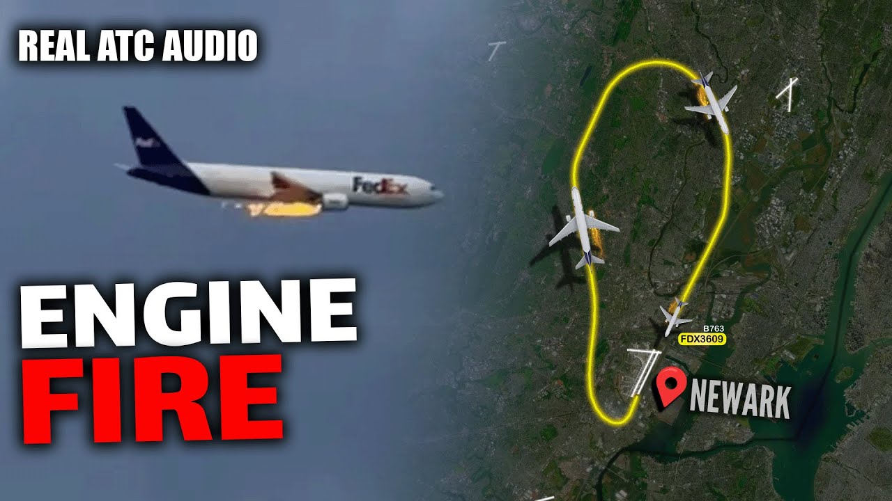 FedEx 767 EMERGENCY: Bird Strike Causes ENGINE FIRE, Forcing Return to Newark