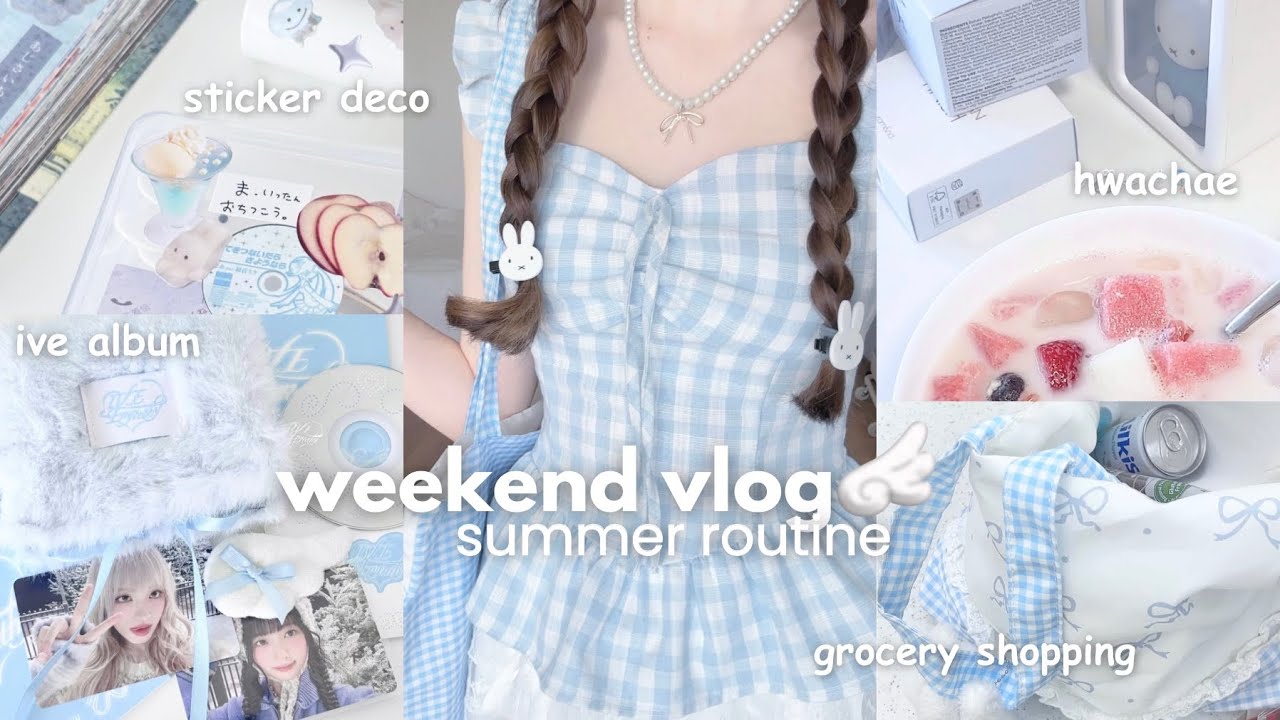 ⋆˙⟡ weekend vlog🎐 grocery shopping, IVE album unboxing, hwachae, sticker deco