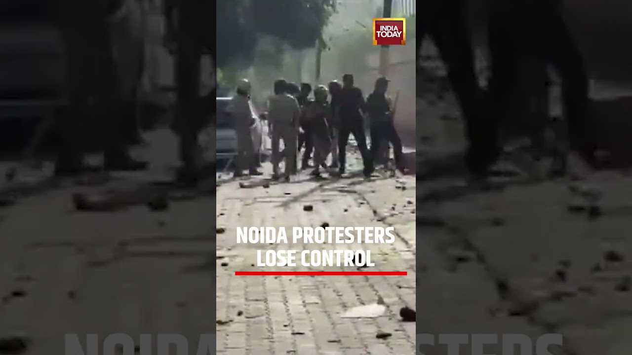 Noida Protest: Protestors Go Out of Control in Noida, Police Rush to Contain Situation #noidaprotest