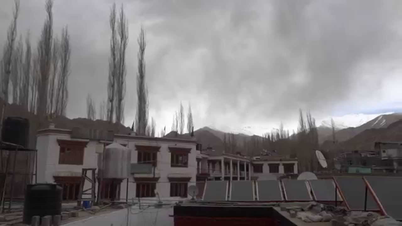 VIEW OF MOUNTAINS , LEH PALACE & MONESTRY FROM OUR HOTEL TSO-KAR ROOF TOP IN LEH  MAH00569