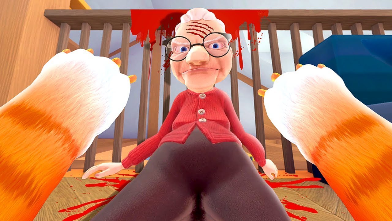 حاولت اهرب من العجوز ولكن !😱 رميتها من فوق الدرج !؟😭 I Am Cat VR