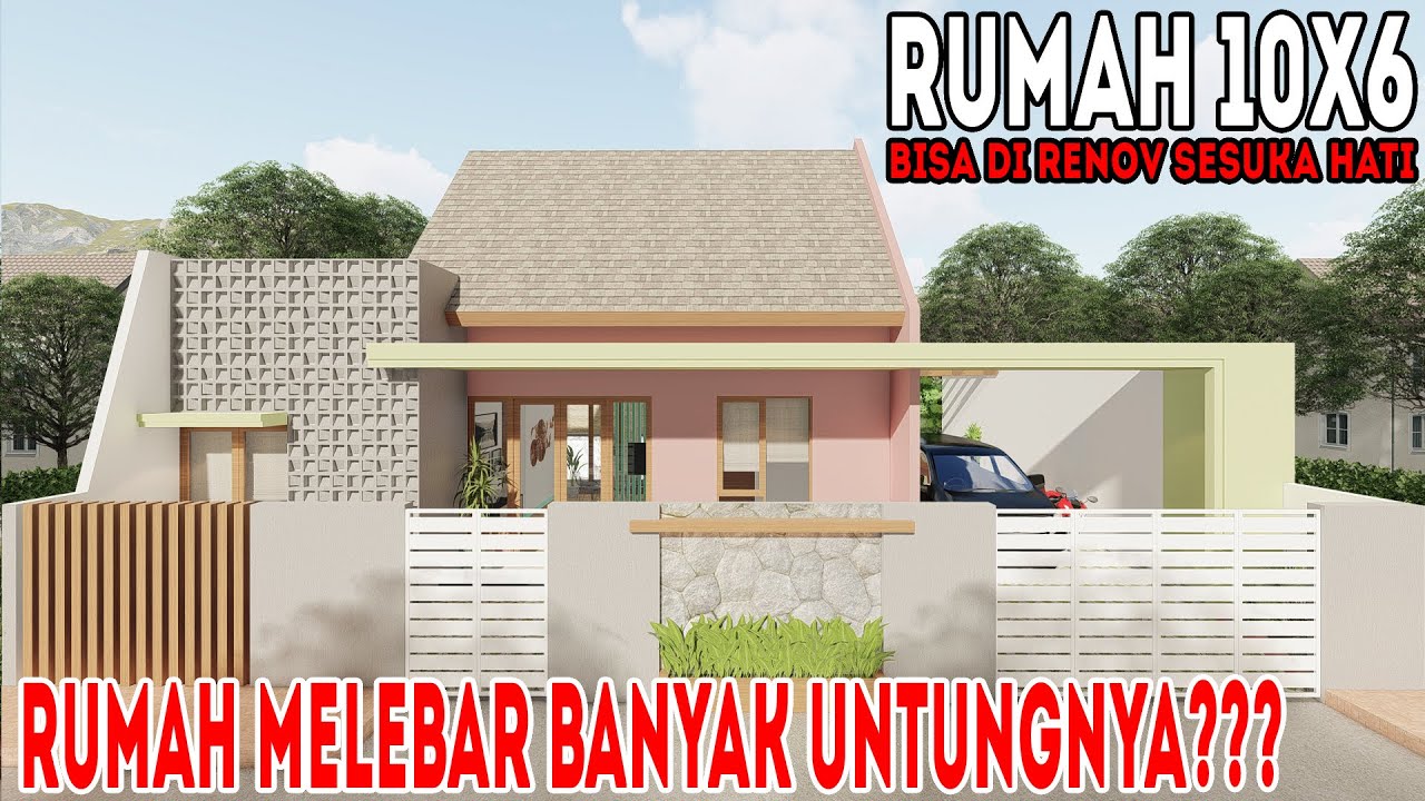 Desain rumah melebar 10x6 dengan 4 kamar tidur