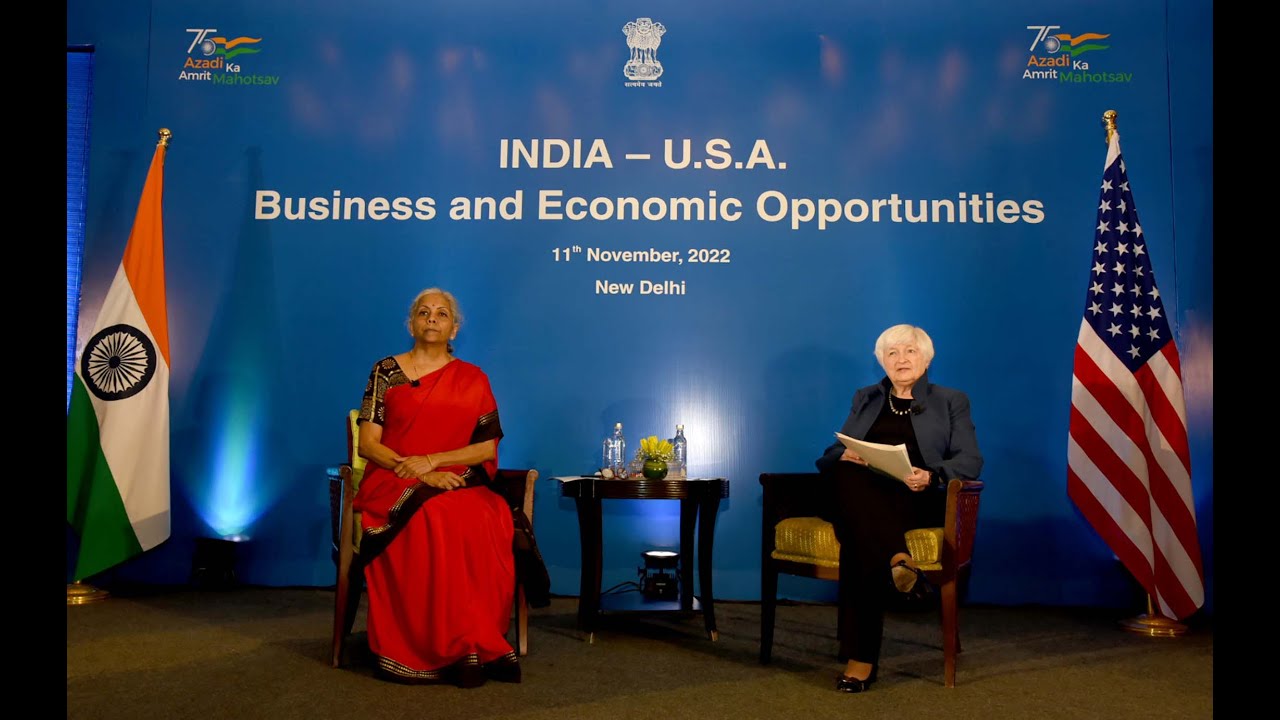 Union FM & US Treasury Sec at a Roundtable interaction on India-US Business & Economic Opportunities