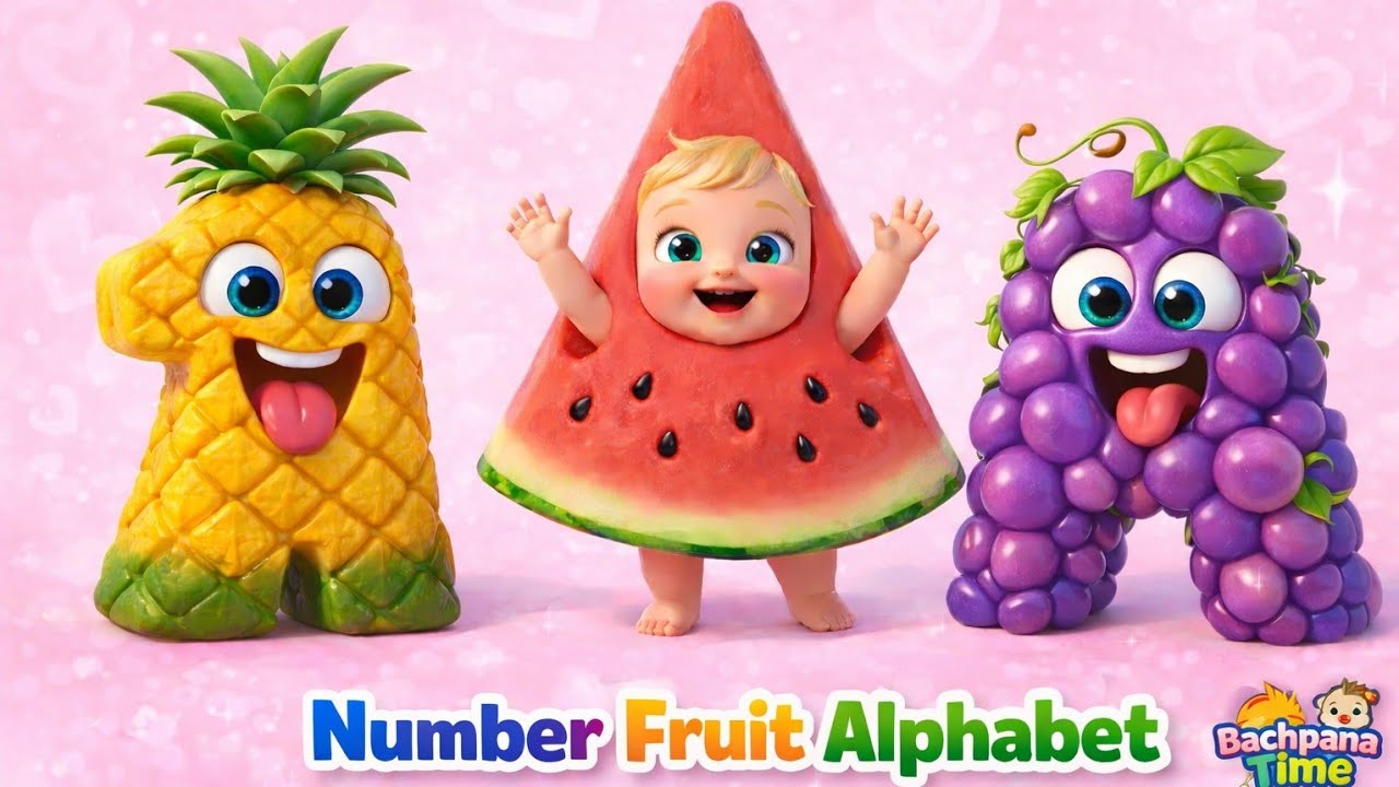 Алфавит, цифры 123 и названия фруктов 🍎 | Обучающее видео для детей | Детские песенки
