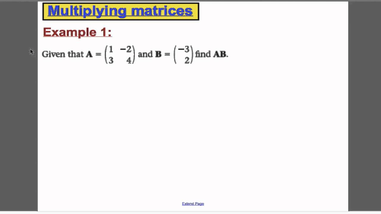 Матрицы (2) - FP1 Edexcel Maths A-Level