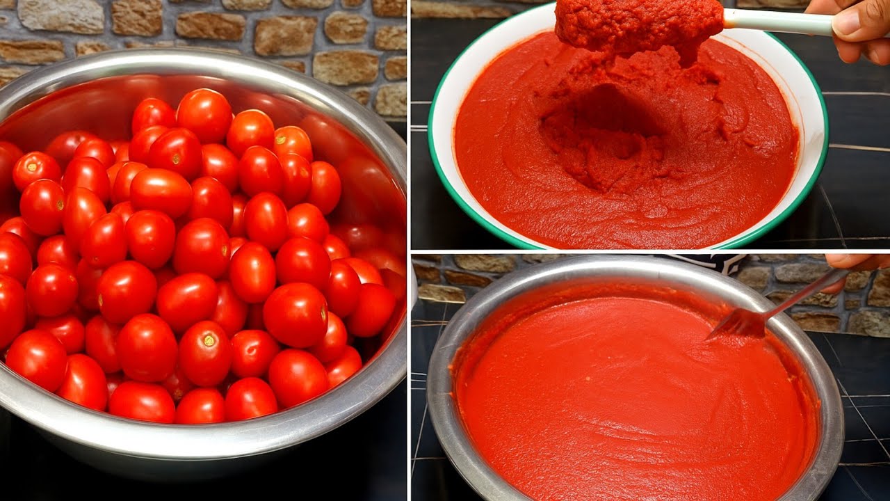 طريقة تحضير معجون الطماطم في البيت 🍅 طبيعي 100٪ بدون مواد حافظة