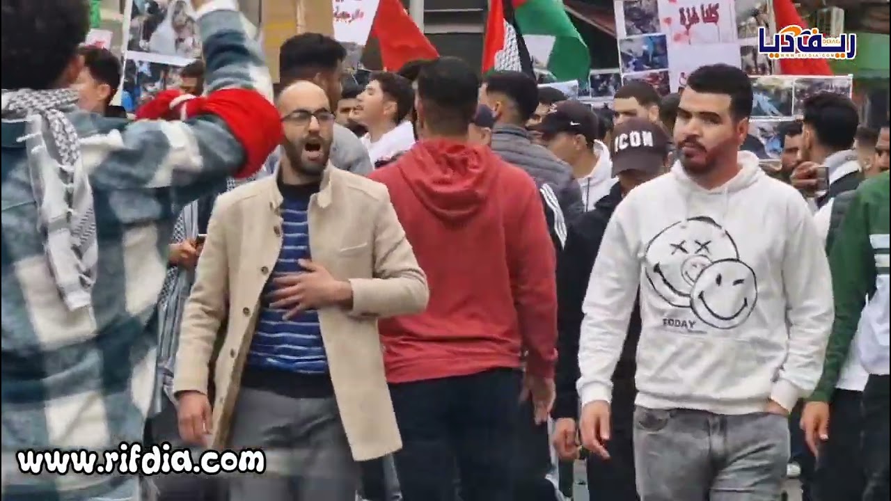 الالاف يحتجون بالناظور حول المجـ ـازر الصهـ .ـيو نية بغـ .ـزة