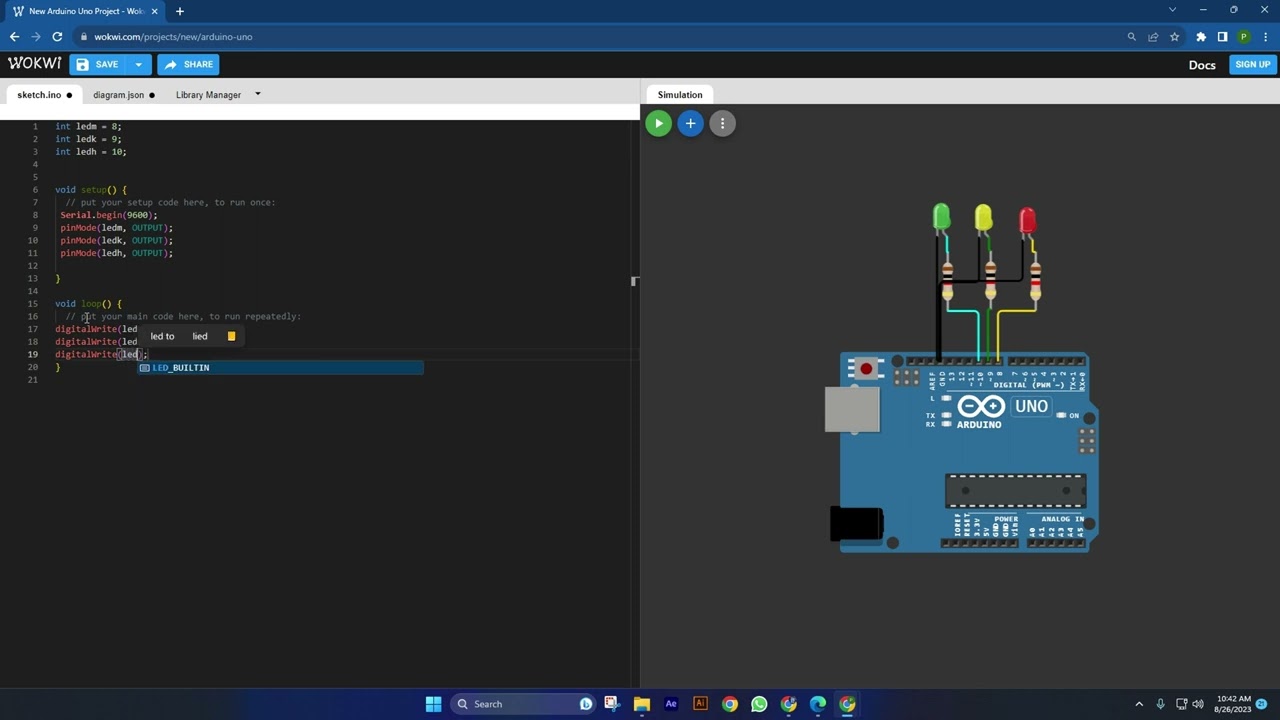 Learn Arduino Programming Language with WOKWI Traffic Light Simulation