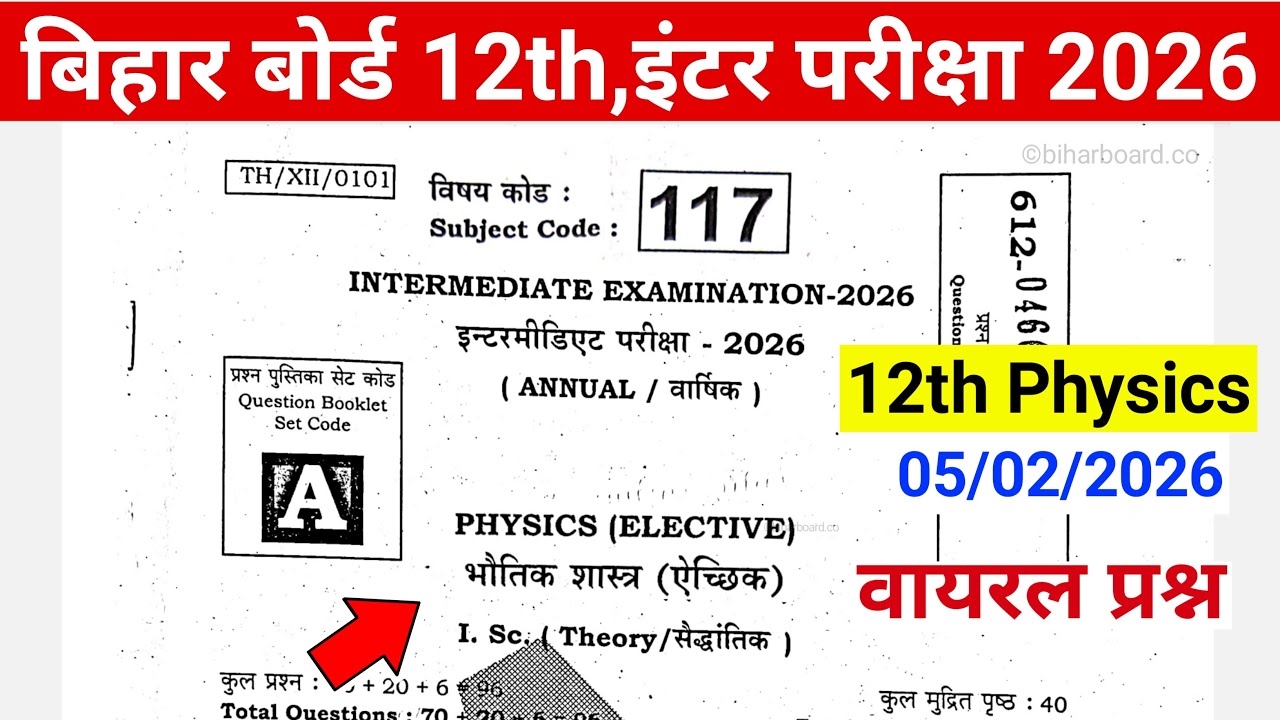 12th Physics Viral Objective Question 2026,Set A| 5 february 12th Physics Viral Question 2026
