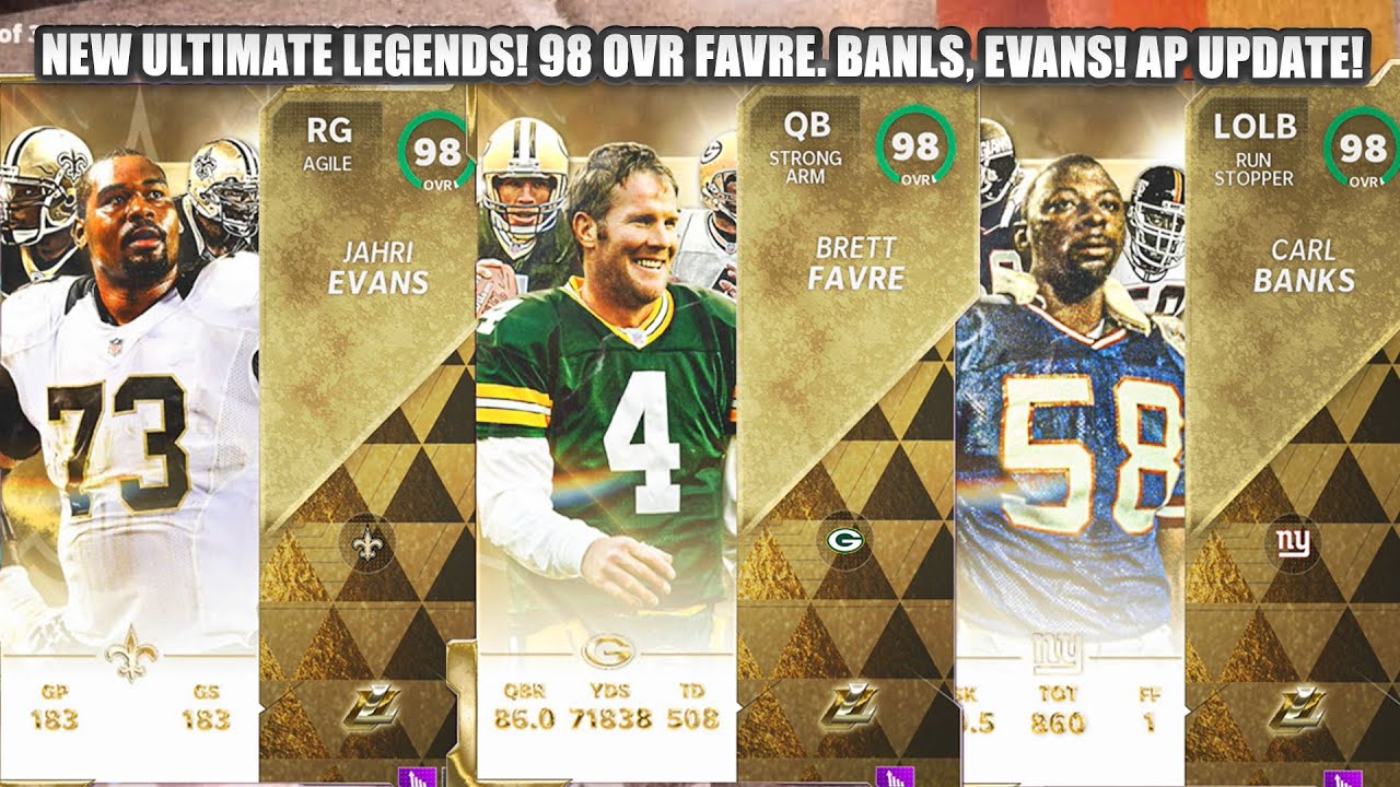 INSANE 98 OVR BRETT FAVRE! NEW UL FAVRE, BANKS, EVANS! NEW AP UPDATE IN MADDEN 21! | MADDEN 21