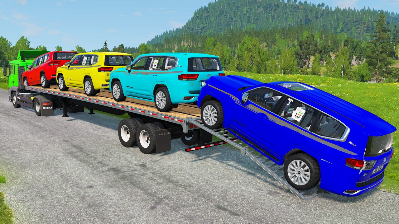 Flatbed Truck McQueen | Transportation with Truck - Pothole vs Car # | BeamNG.Drive Gameplay
