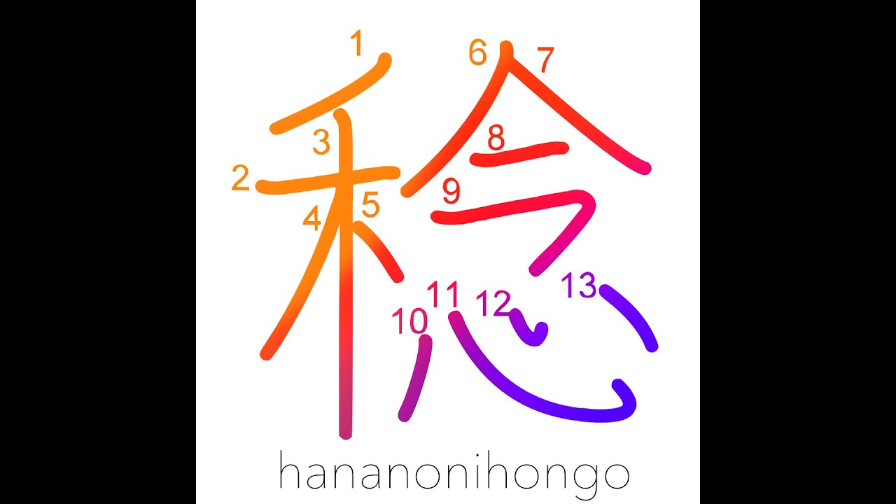 稔 - crop/harvest/to ripen - Learn how to write Japanese Kanji 稔 - hananonihongo.com