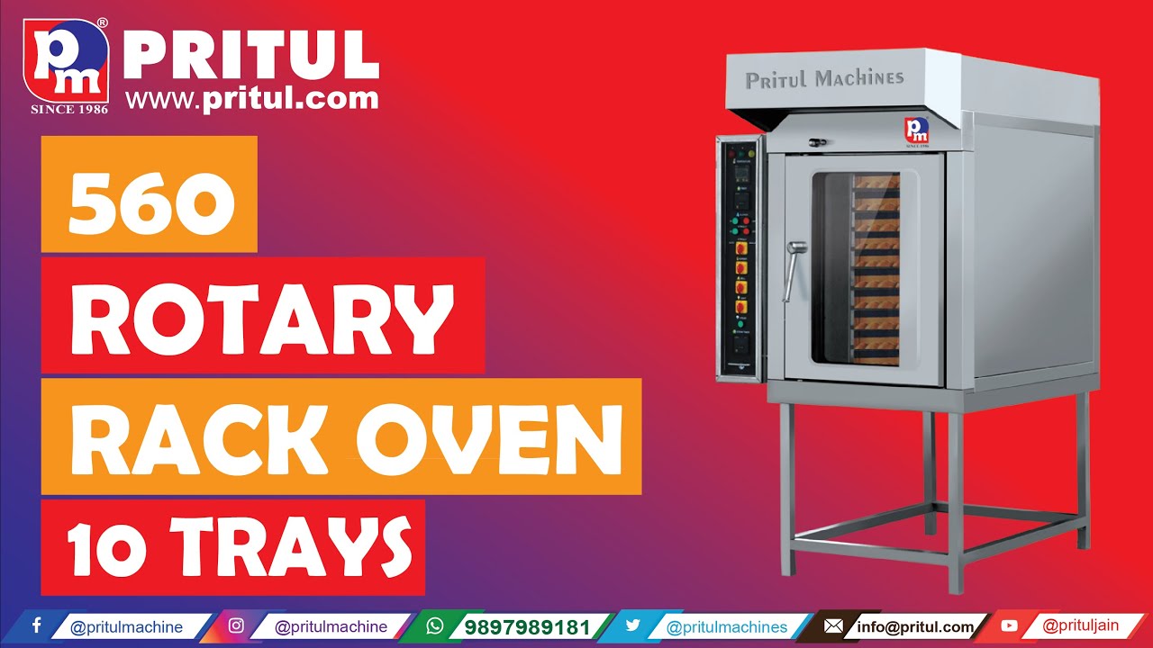 10 Trays Pritul Rotary Rack Oven Diesel Gas. Call 9897989181 डीजल भट्टी Live Baking Cookies Cake