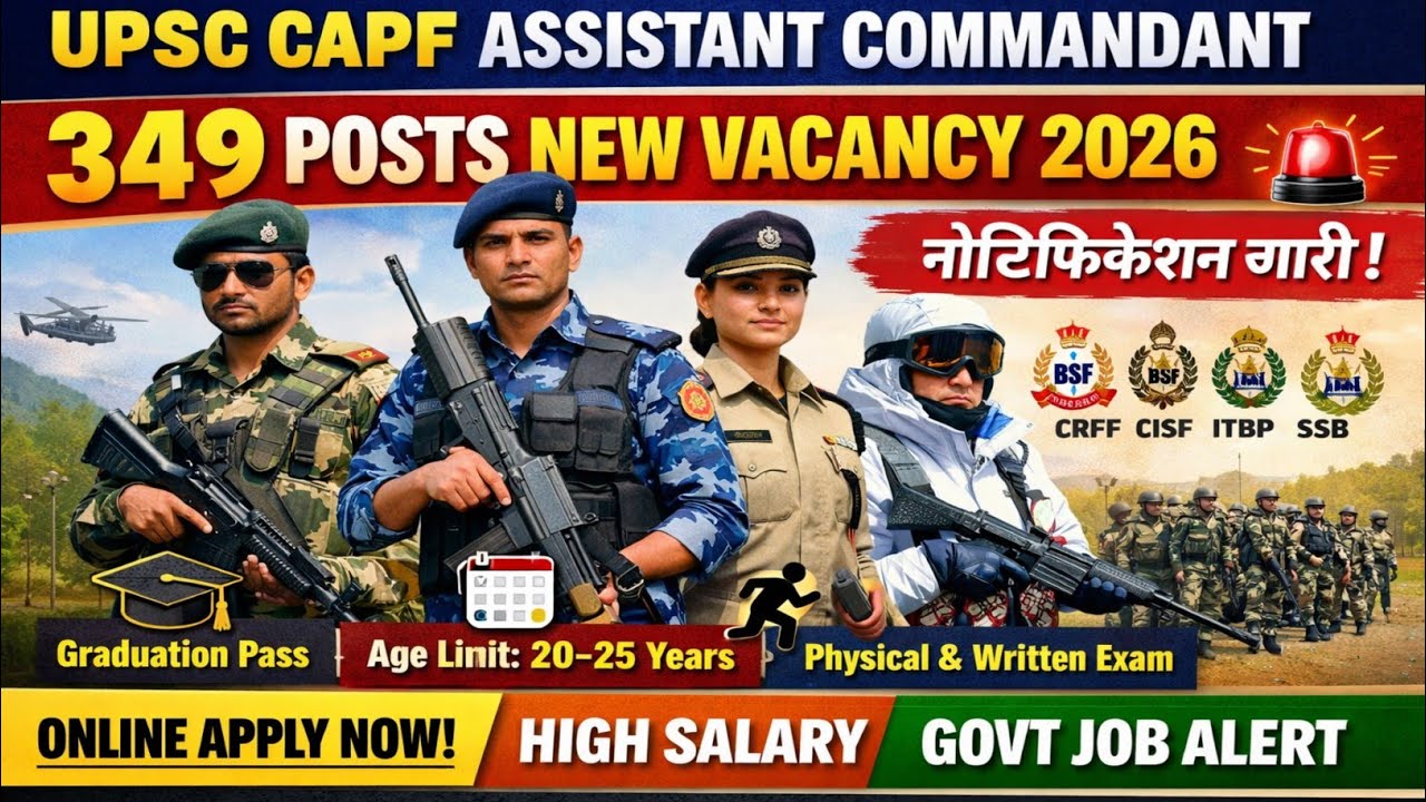 UPSC CAPF Assistant Commandant Vacancy | 349 Post | Eligibility | Syllabus | Age Criteria 