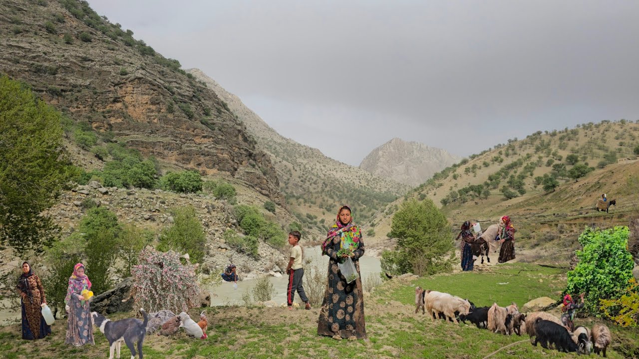 Nomadic Life:Difficult Life of Single Nomadic Girls in Impassable Zagros Mountains on river Khersan