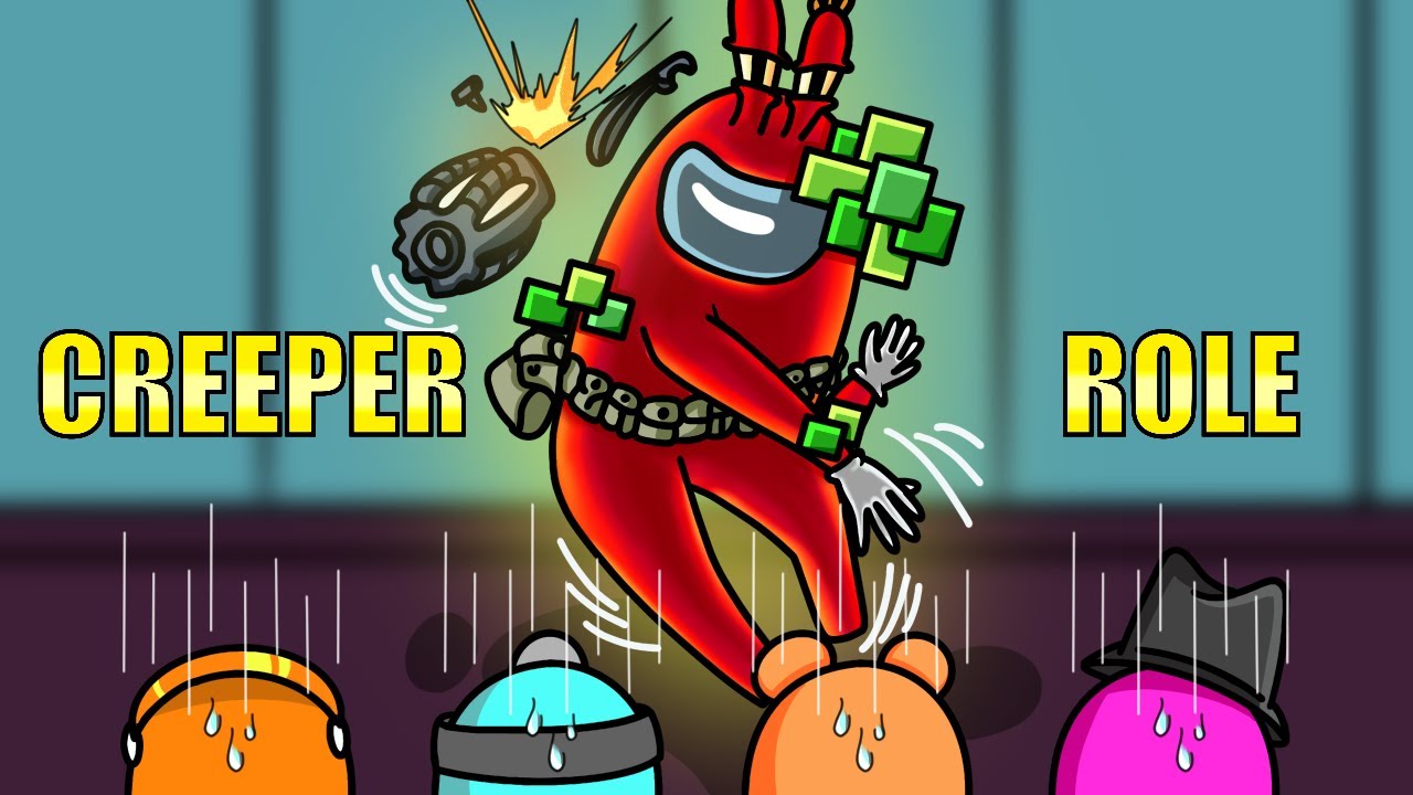 Among us but the IMPOSTOR IS A CREEPER (OP MODS)
