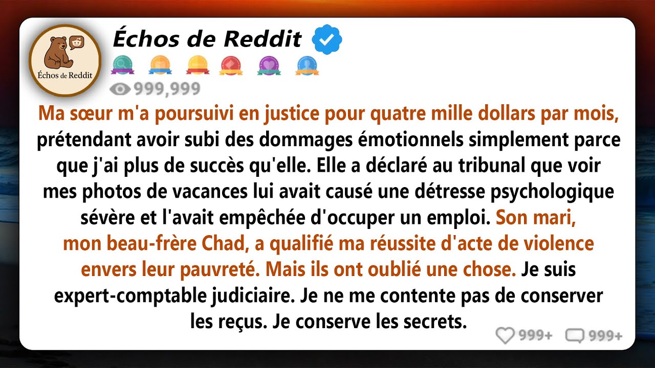 Elle m'a poursuivi en justice pour 4 000 dollars par mois pour 