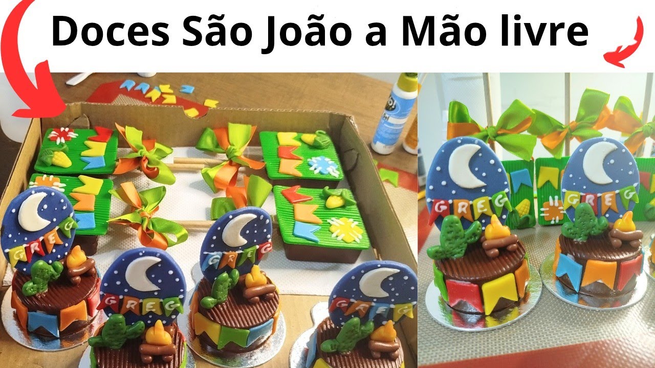 Doces Personalizados São João/ A mão livre com Pasta de leite em pó 