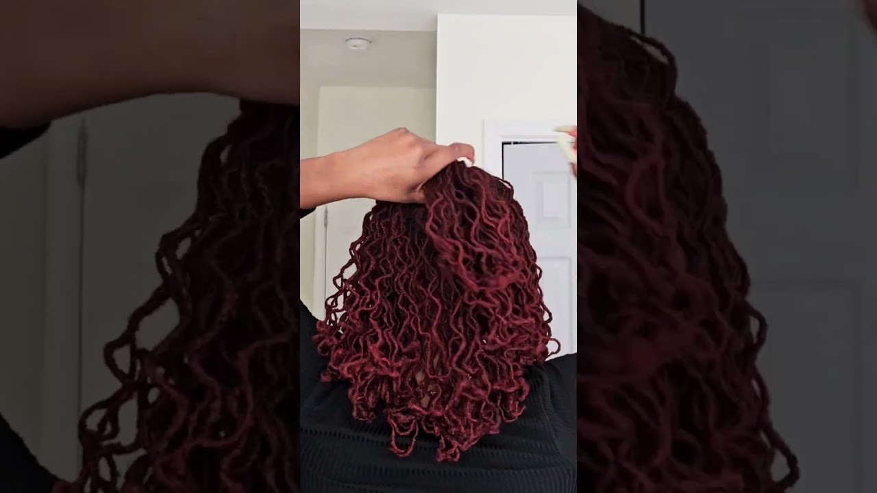 Braid out on Microlocs | Red Hair #microlocs #braidout #naturalhair
