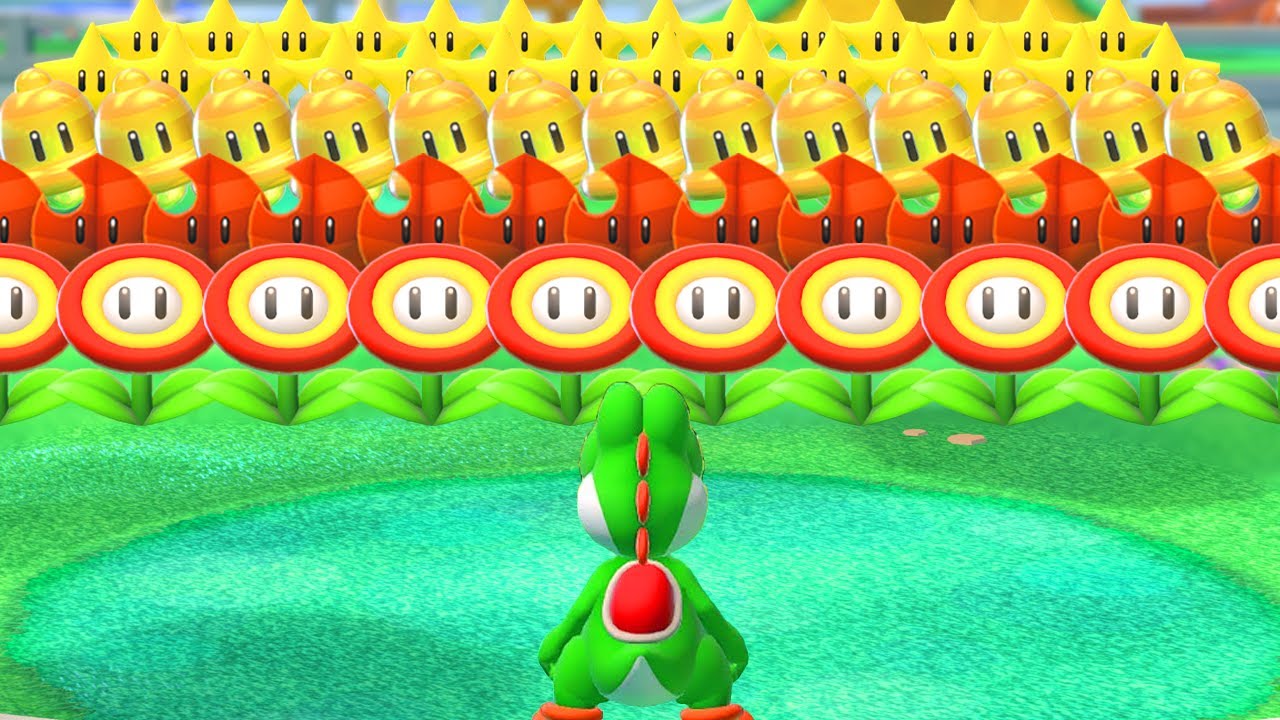 Can Yoshi collect 999 Power-Ups in Super Mario 3D World?