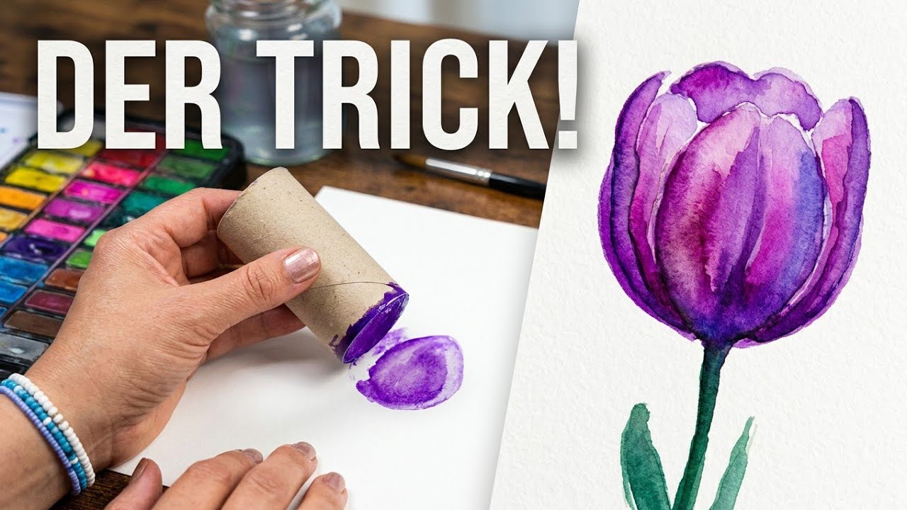 mit diesem Trick malt jeder wunderschöne Blumen 🌺einfach und schnell- watercolorpainting