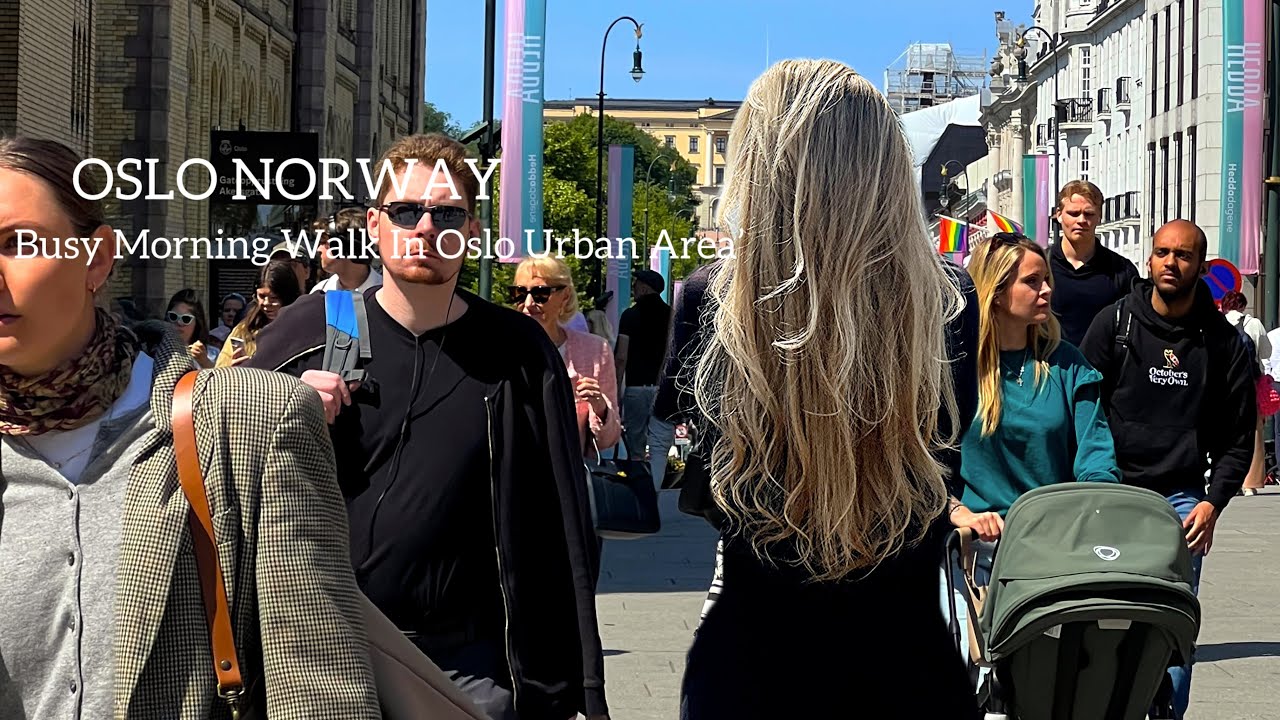 OSLO NORWAY, Busy Morning Walk In Oslo Urban Area☀️HOT! Virtual Walking Tour’ 4K/60ftp