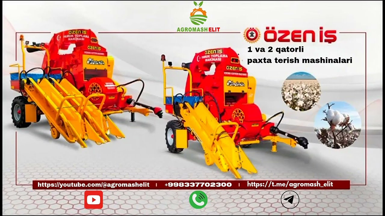 &Ouml;zeniş 1 va 2 qatorli paxta terish mashinalari | buyurtma asosida yetkazilib beriladi 