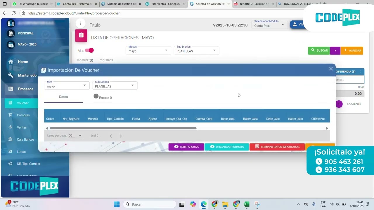 REGISTRO DE PROVISI&Oacute;N DE PLANILLAS 2025