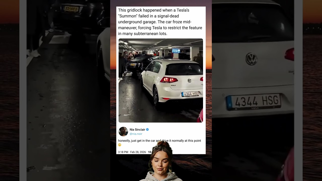 This gridlock happened when a Tesla's 'Summon' failed in a signal-dead underground garage...