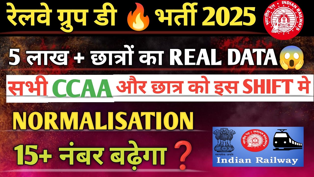 रेलवे ग्रुप डी 🔥भर्ती 2025 😱सभी CCAA और छात्र को इस SHIFT मे NORMALISATION 15+ नंबर बढ़ेगा❓