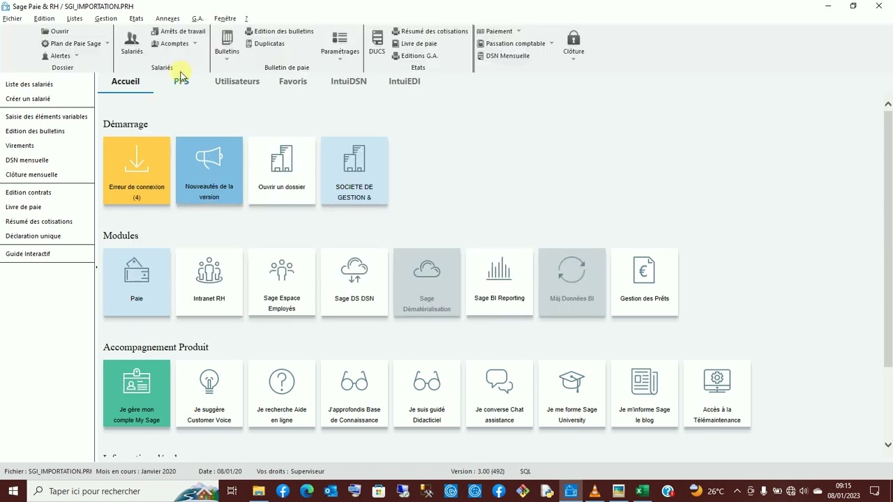 Sage Paie & RH:  Importation de Fiche de salarié de Excel vers Sage Paie
