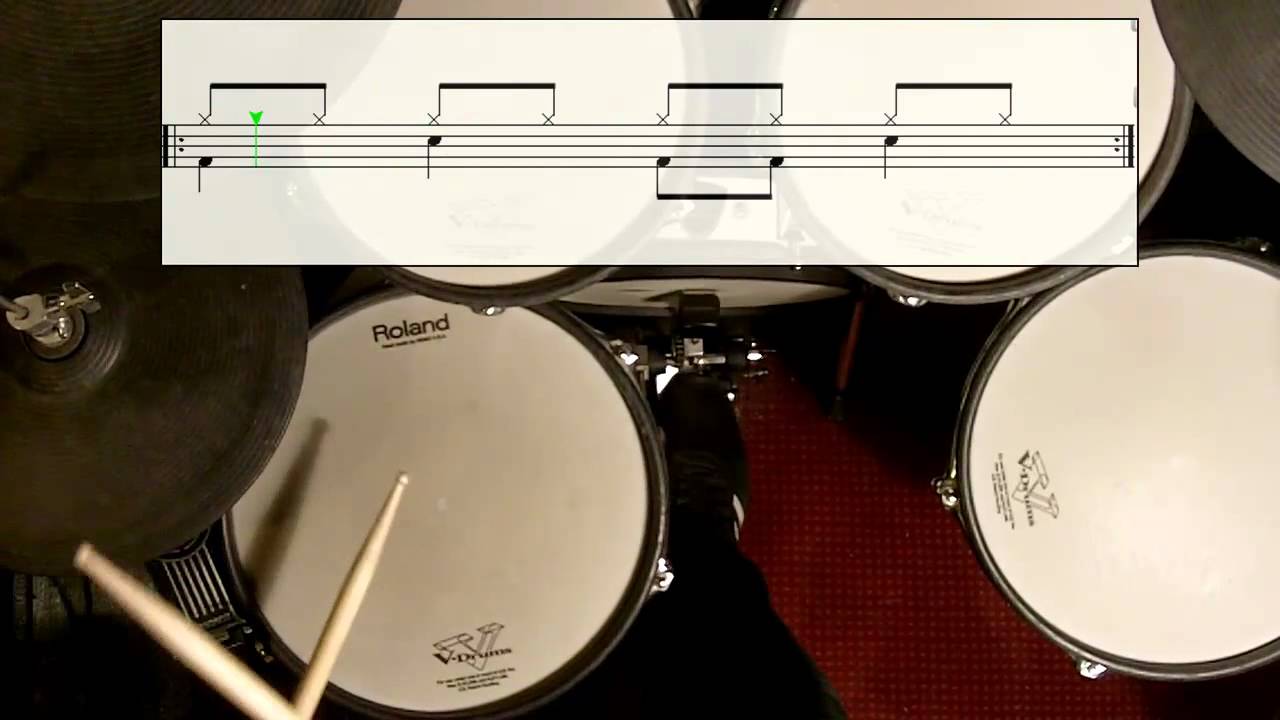 Easy Rock Pop Drum Groove #1 (watch & learn)